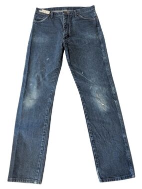 VTG Grunge Faded Holes Paint Wrangler 13MWZ Distressed Blue Jeans Men's 36x36